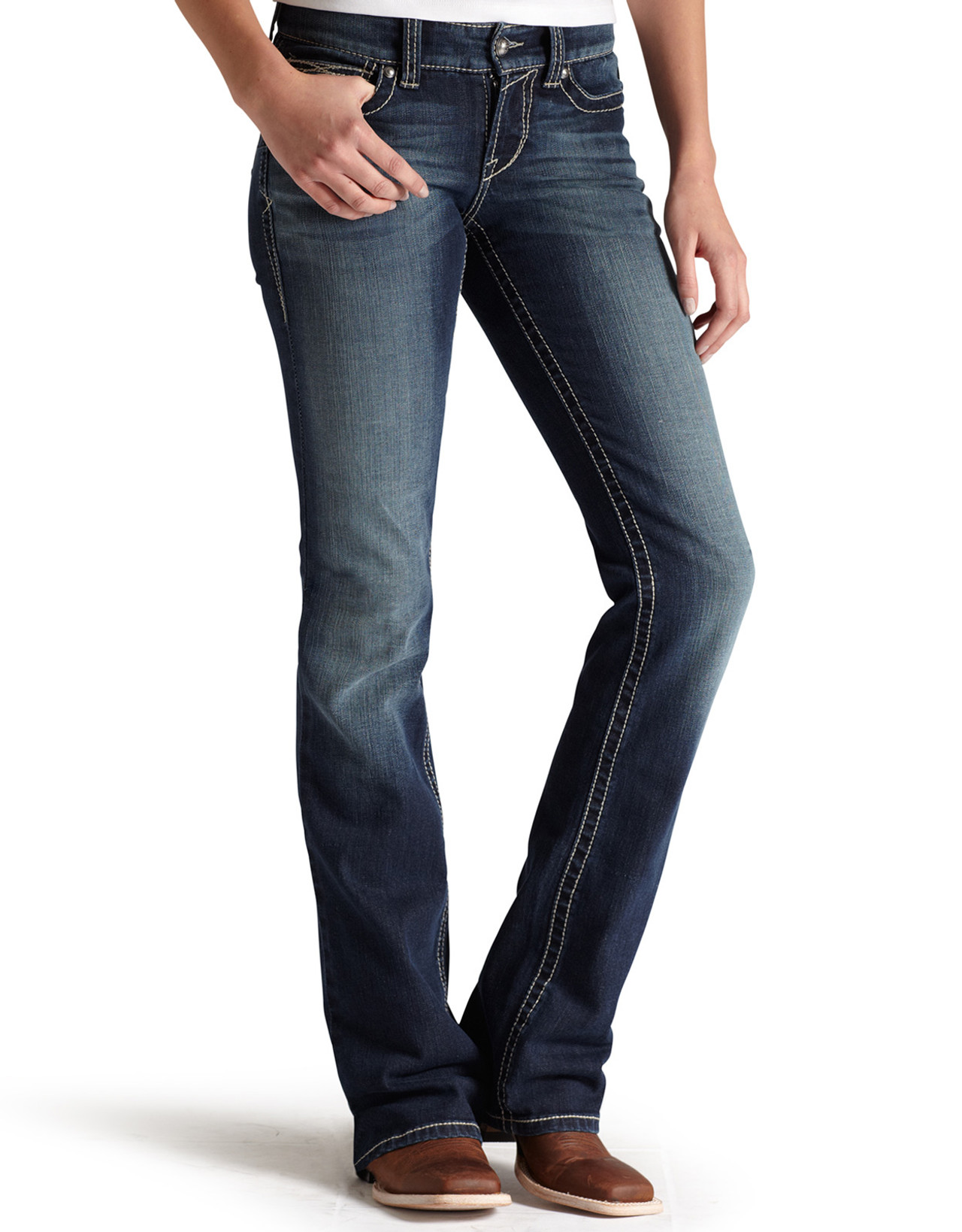 Ariat Women's R.E.A.L. Stretch Mid Rise Slim Fit Boot Cut Jeans - Spitfire