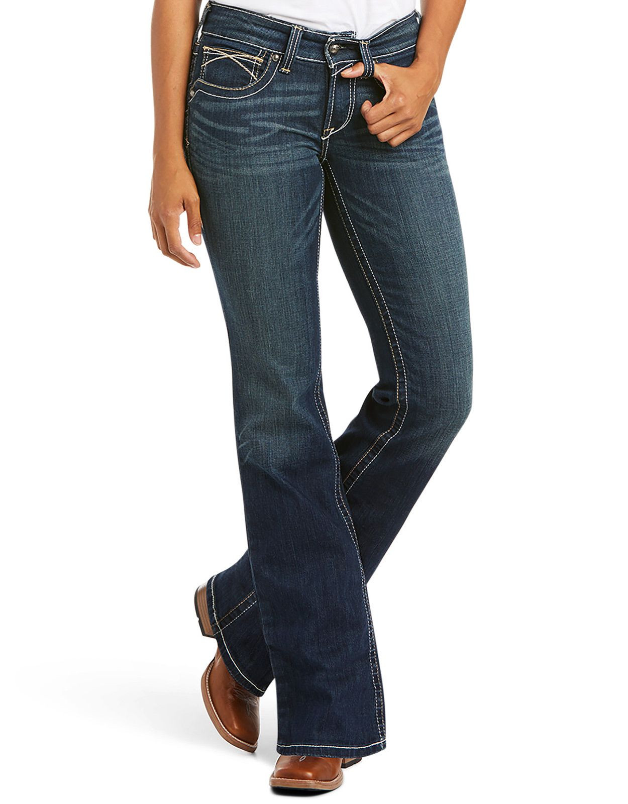 Ariat Women's R.E.A.L. Stretch Mid Rise Slim Fit Boot Cut Jeans Spitfire