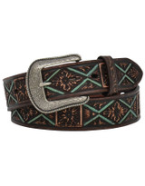 3D Men's 1 1/2" Embossed Floral Western Belt - Brown