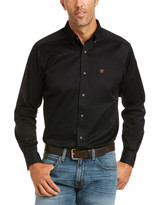 Ariat Men's Casual Series Fitted Twill Long Sleeve Solid Button Down Shirt - Black