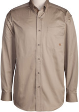 Ariat Men's Long Sleeve Western Solid Twill Button Down Shirt - Khaki