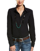 Ariat Women's Kirby Stretch Long Sleeve Solid Button Down Shirt - Black (Closeout)