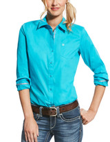 Ariat Women's Kirby Stretch Long Sleeve Solid Button Down Shirt - Bluebird