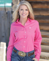 Cinch Women's Long Sleeve Solid Button Down Shirt - Pink