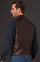 Cripple Creek Mens Basic Vest with Button Front - Chocolate