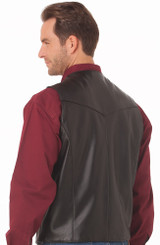 Cripple Creek Men's Basic Button Front Leather Vest - Black