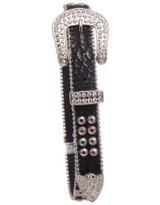 Kamberley Girls' Snake Print Multi Colored Rhinestone Cross Belt - Black (Closeout)