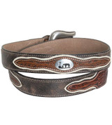 Nocona Mens Cowboy Prayer Concho Belt - Brown