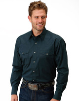 Roper Men's Western Long Sleeve Solid Snap Shirt - Green