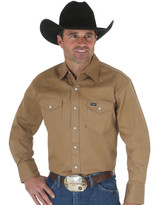 Wrangler Men's Basic Twill Long Sleeve Solid Snap Work Shirt - Rawhide