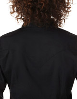 Wrangler Women's Essentials Stretch Long Sleeve Solid Snap Shirt - Black
