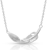 Montana Silversmiths Women's Turning Feather Pendant Necklace - Silver