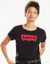Levi's Women's Perfect Tee Short Sleeve Logo Print Tee Shirt - Core Housemark Black