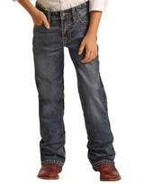 Rock & Roll Denim Boys' Stretch Mid Rise Regular Fit Boot Cut Jeans- Dark Vintage (Closeout)