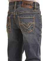 Rock & Roll Denim Boys' Stretch Mid Rise Regular Fit Boot Cut Jeans- Dark Vintage (Closeout)