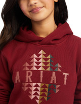 Ariat Girls' Print Logo Pullover Hoodie - Rouge Red (Closeout)