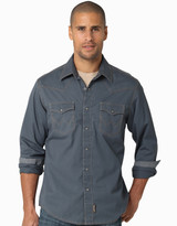 Wrangler Men's Retro Premium Long Sleeve Solid Snap Shirt - Blue (Closeout)