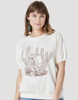 Wrangler Women's Short Sleeve Print Pullover Top - Off White