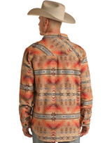 Rock & Roll Denim Men's Jacquard Aztec Print Snap Shirt Jacket - Tan (Closeout)