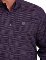 Cinch Men's Long Sleeve Print Button Down Shirt - Purple