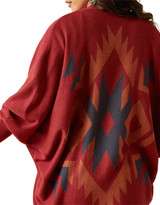 Ariat Women's Terra 3/4 Sleeve Aztec Print Open Front Cardigan Sweater - Red