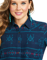 Ariat Women's REAL Relaxed Fit Long Sleeve Print Button Down Shirt - Navy