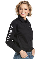 Ariat Women's Team Logo Stretch Long Sleeve Solid Button Down Shirt - Black