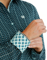 Cinch Women's Long Sleeve Geo Print Button Down Shirt - Blue