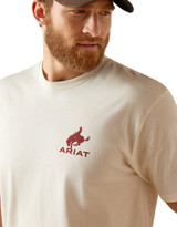 Ariat Men's Short Sleeve "Bronco Flag" Logo Print Tee Shirt - Off White