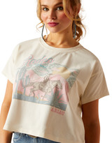 Ariat Women's Short Sleeve "Rodeo Bound" Print Tee Shirt - Cream