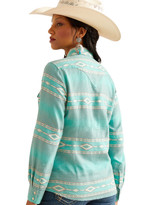 Ariat Women's Long Sleeve Stripe Snap Shirt - Jade Green