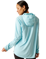 Ariat Women's Rebar Sunblocker Long Sleeve Solid Hooded Tee Shirt - Light Blue (Closeout)
