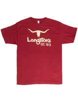 Langston's Short Sleeve Logo Print Tee Shirt - Red (Closeout)