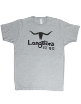 Langston's Short Sleeve Logo Print Tee Shirt - Grey (Closeout)