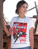 Cruel Women's Short Sleeve "Dust Bowl Rodeo" Print Tee Shirt - White (Closeout)