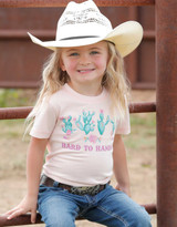 Cruel Toddler Girls' Short Sleeve "Hard to Handle" Print Shirt - Peach (Closeout)