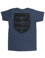 Langston's Short Sleeve "EST. 1913" Shield Logo Print Tee Shirt - Navy Blue/Black