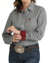 Cinch Women's Long Sleeve Check Button Down Shirt - Navy