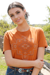 Cruel Women's Short Sleeve Embroidered Tee Shirt - Copper