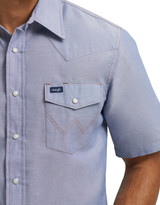 Wrangler Men's Short Sleeve Chambray Snap Western Work Shirt - Non Indigo Chambray