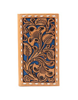 Nocona Men's Floral Embossed Rodeo Wallet - Tan/Blue