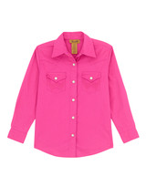 Wrangler Girls' Long Sleeve Solid Snap Shirt - Pink