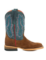 Horse Power Kids' Old Suede 8" Square Toe Boots - Brown/Blue