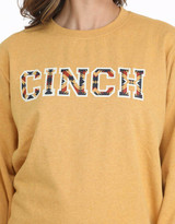 Cinch Women's Long Sleeve Logo Print Sweatshirt - Gold (Closeout)