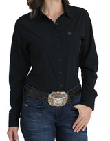 Cinch Women's Arenaflex Long Sleeve Solid Button Down Shirt - Black