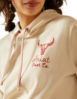 Ariat Women's Solid Embroidered Logo Pullover Hoodie - Beige