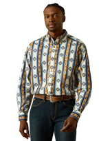 Ariat Men's Casual Series Long Sleeve Print Button Down Shirt - Blue/Brown