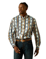 Ariat Men's Casual Series Long Sleeve Print Button Down Shirt - Blue/Brown