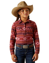 Ariat Girls' Long Sleeve Print Button Shirt - Dark Pink