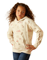 Ariat Girls' Solid Western Print Pullover Hoodie - Beige